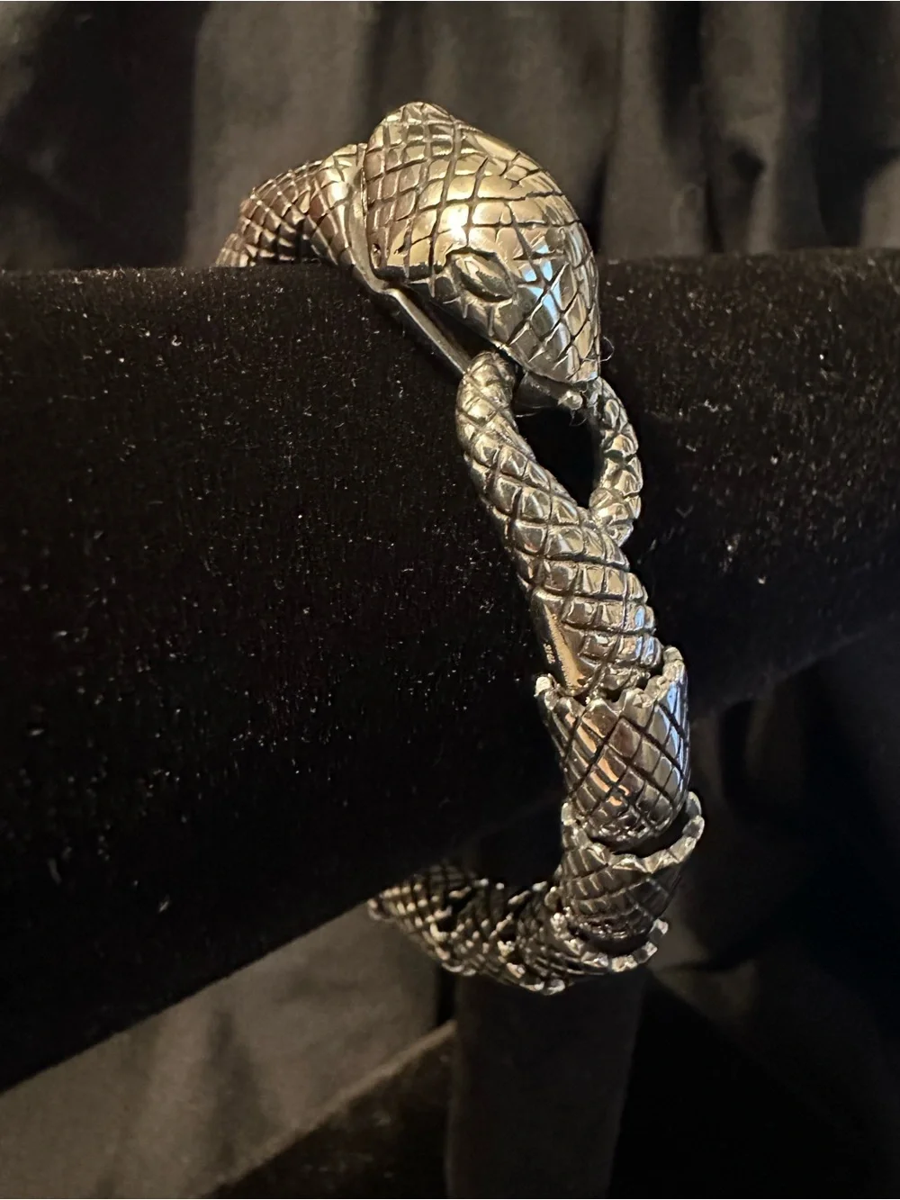 Serpent-Style Segmented Bracelet - Silver Tone